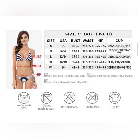 Floral Two Piece Triangle Bikini Set With Gold Details | Colorful Size Large - Picture 8 of 9